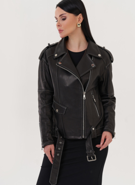 Кожаная куртка с контрастной строчкой Кожаная куртка с контрастной строчкой