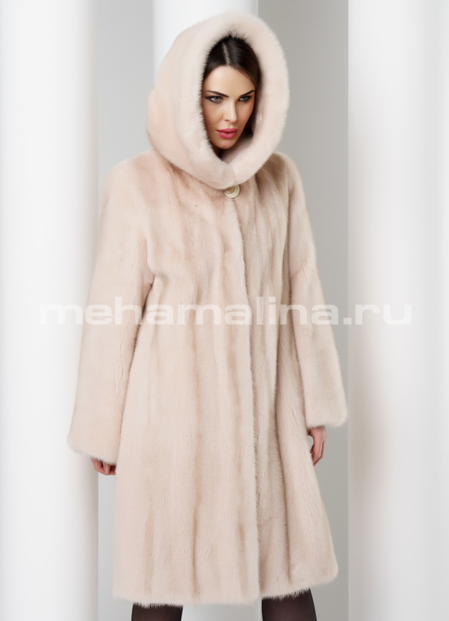 Светлая шуба из норки модель № S-569 универмаг малина
