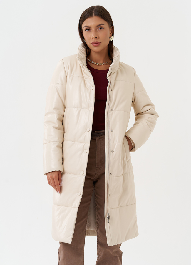 Пуховик из эко кожи на био пухе модель № 27704 универмаг малина Пуховик из эко кожи на био пухе модель № 27704 универмаг малина