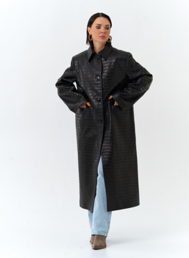 Женский плащ из натуральной кожи 