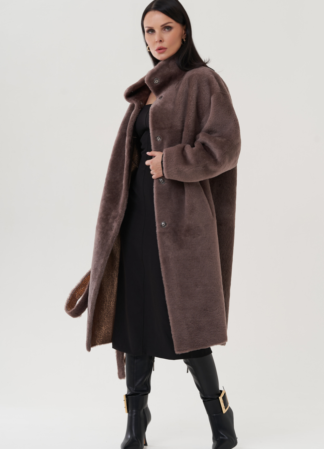 Двухсторонняя дубленка в цвете капучино модель № 25526 универмаг малина