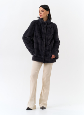 Норковая шуба трансформер, поперечная со стойкой