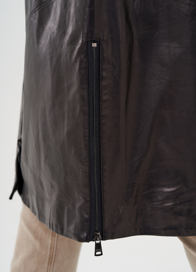 Длинный кожаный плащ модель № 80527 универмаг малина