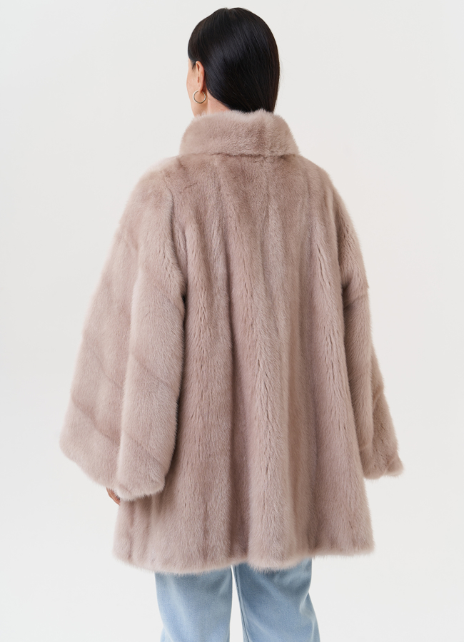 Женская норковая шуба бежевого цвета модель № 27591 универмаг малина