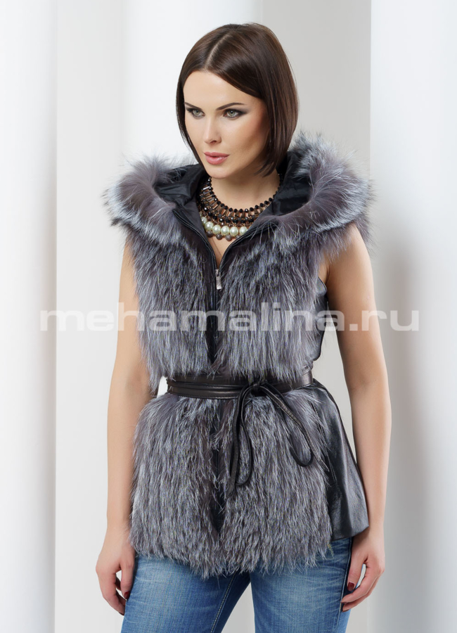 Жилет из чернобурки модель № M-116 универмаг малина
