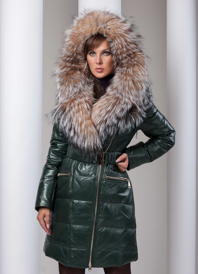 фото Кожаный пуховик модель № П-15