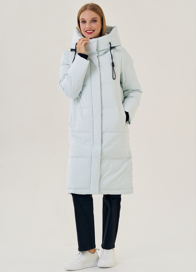 Пуховик женский с капюшоном  модель № 23315 меха малина