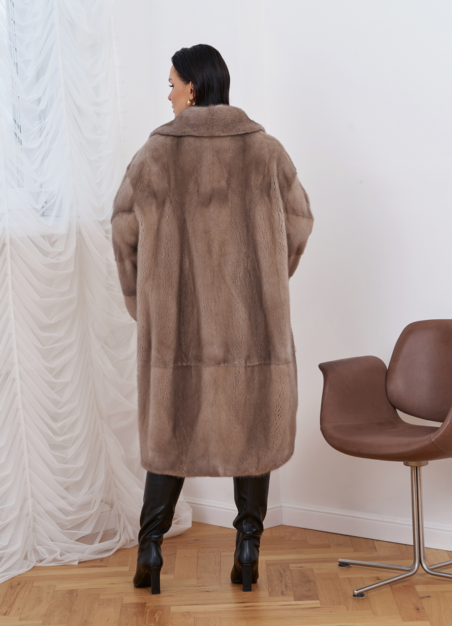 Шуба из меха скандинавской норки с поясом модель № 27612 в кредит