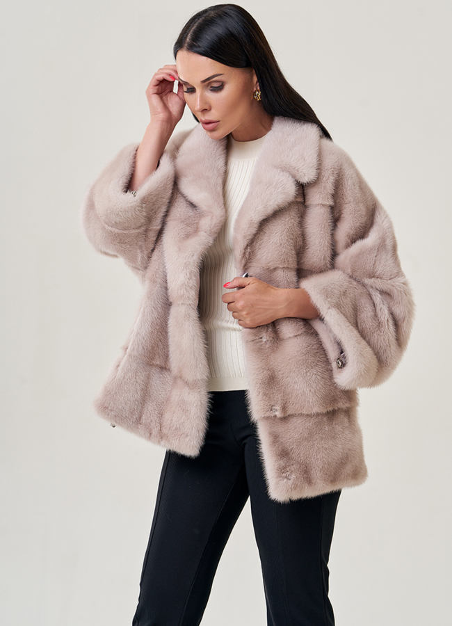 Куртка из норки с английским воротником модель № 23107 универмаг малина