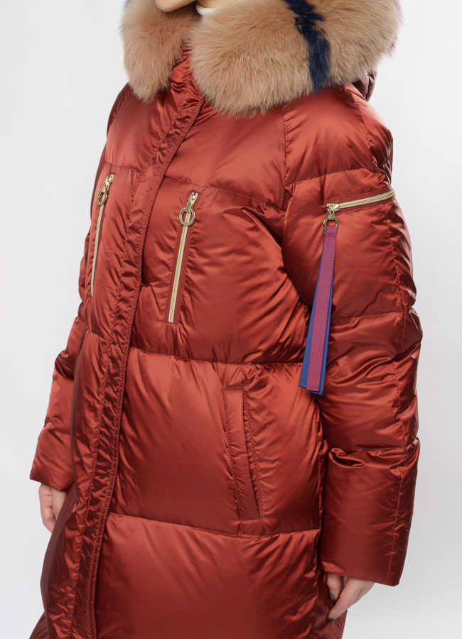 Пуховик Florence Mode красного цвета модель № 19СА-14 универмаг малина