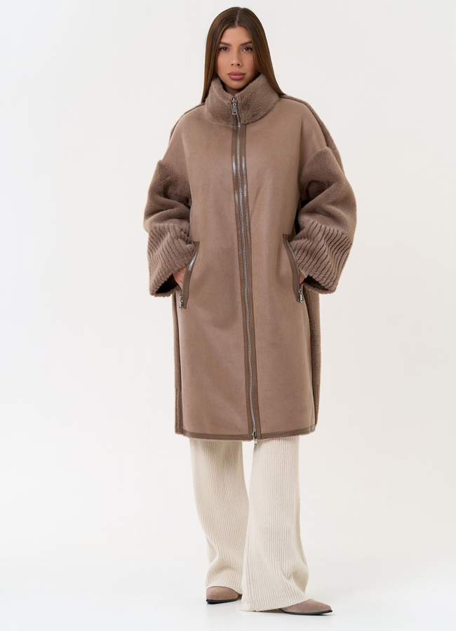 Женская двухсторонняя дубленка из эко замши с воротником стойкой модель № 31415 в рассрочку Женская двухсторонняя дубленка из эко замши с воротником стойкой модель № 31415 в рассрочку