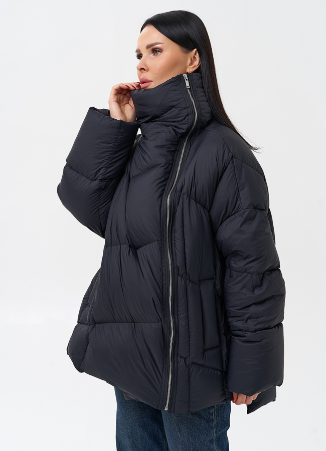 фото Женский пуховик черного цвета  модель № 28970