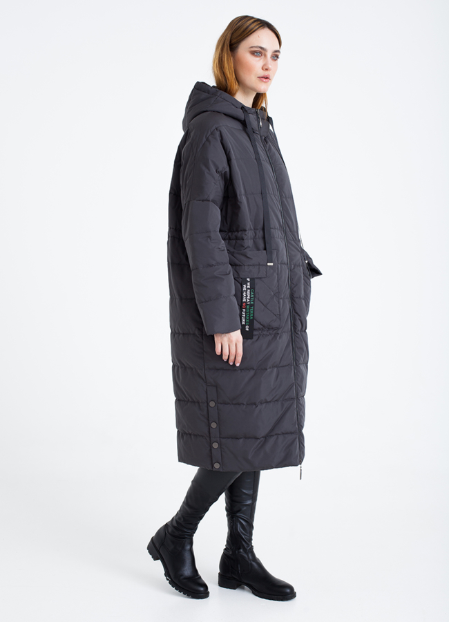 Куртка с капюшоном модель № 7529 меха малина