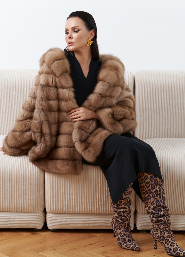 Женская шуба из куницы оверсайз модель № 26244 в рассрочку