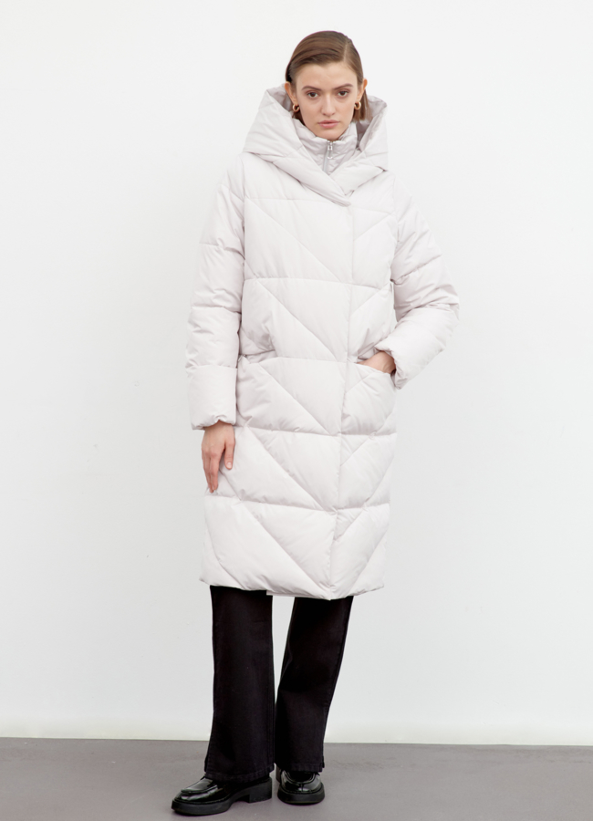 Пуховик женский модель № 78917 меха малина