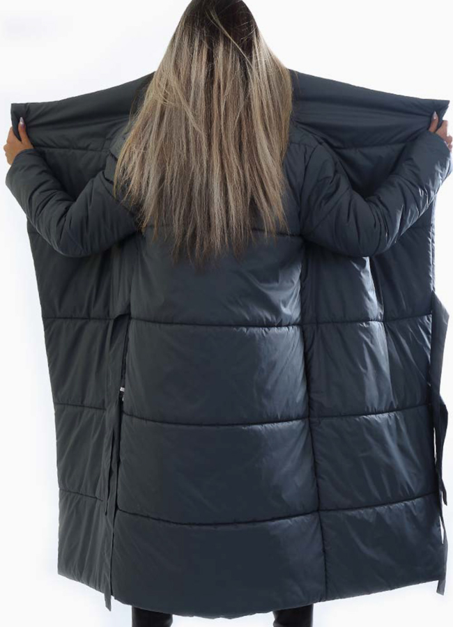 Удлиненный пуховик модель № П-228 в рассрочку