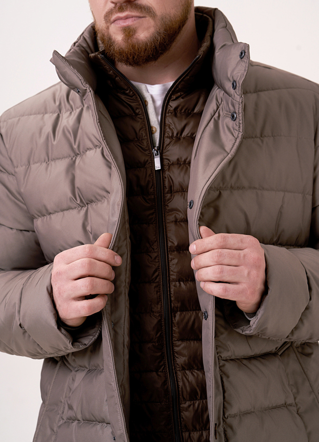 Мужской пуховик на пуговицах со стойкой модель № 3254 универмаг малина