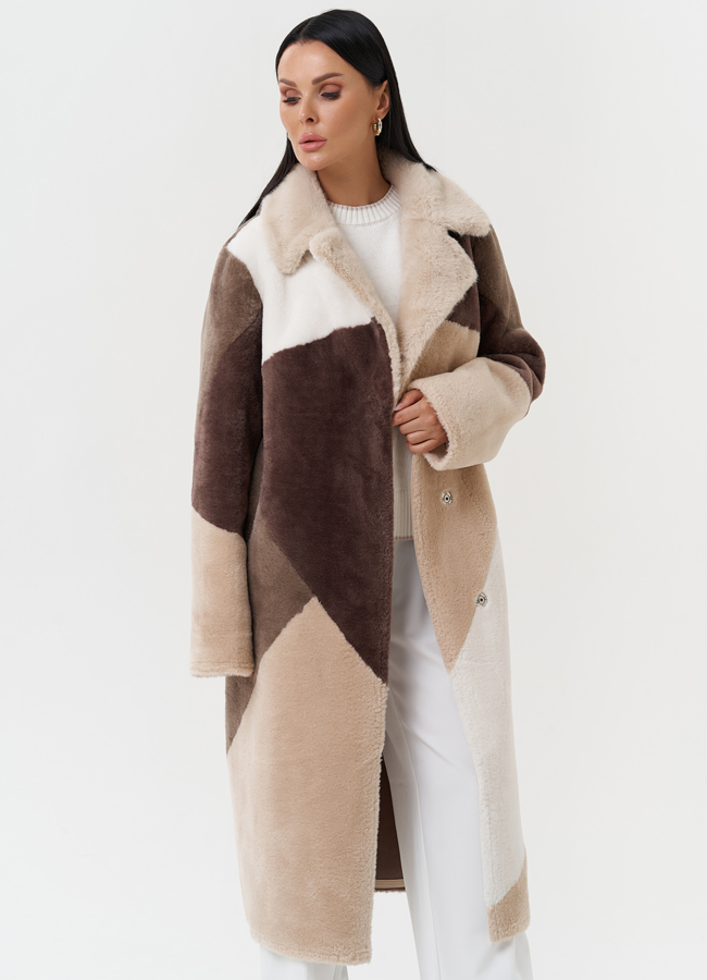 Двухсторонняя дубленка с английским воротником модель № 27775 универмаг малина