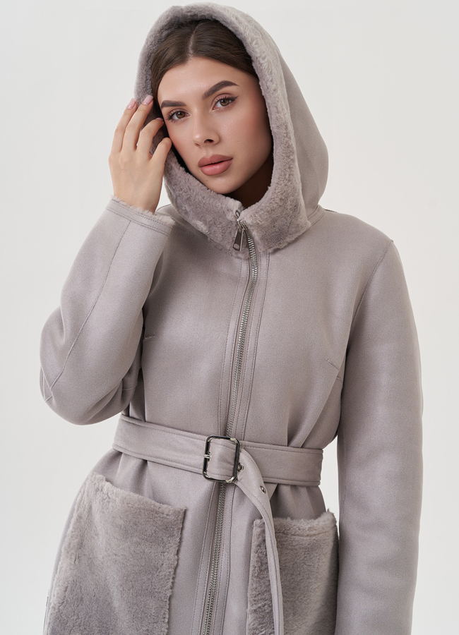 Двухсторонняя дубленка из эко замши модель № 25412 в рассрочку