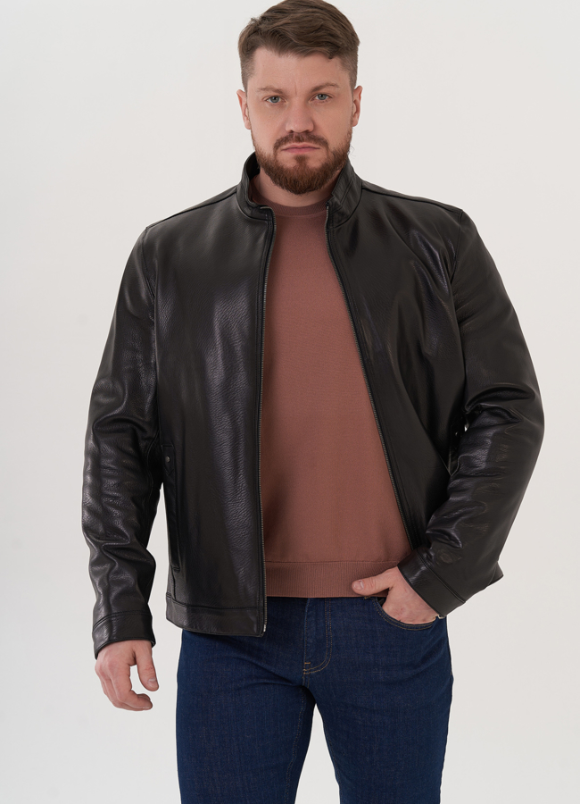 Куртка из натуральной кожи черного цвета модель № 26921 в рассрочку