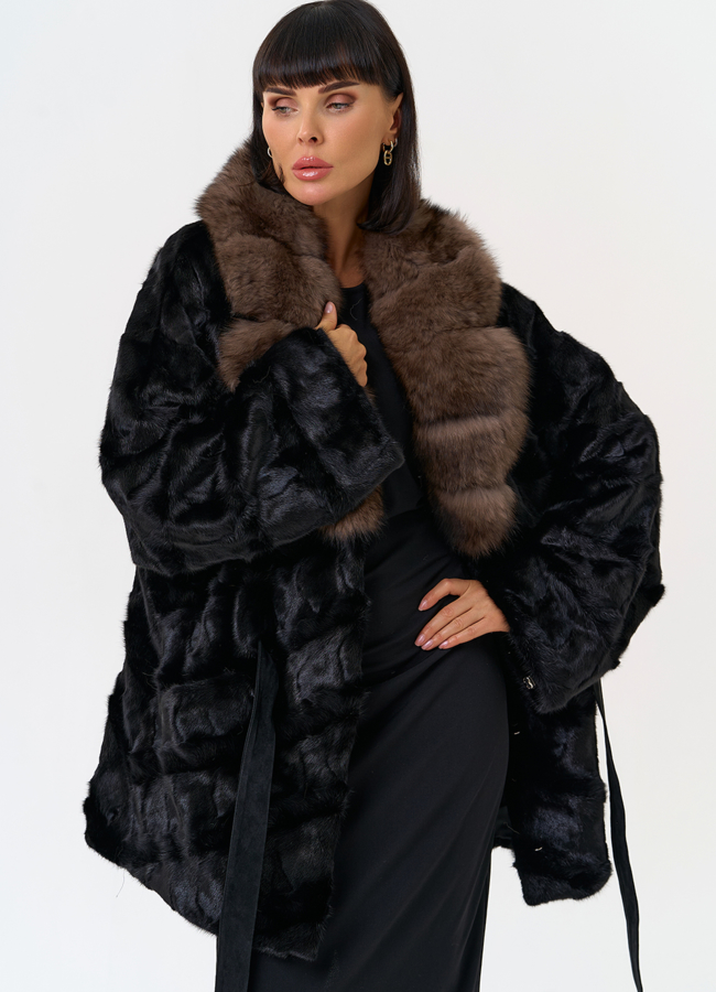 Женская шуба из меха норки  воротником из меха песца модель № 31486 универмаг малина Женская шуба из меха норки  воротником из меха песца модель № 31486 универмаг малина