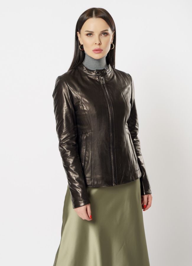 Куртка кожаная на молнии модель № 10627 универмаг малина