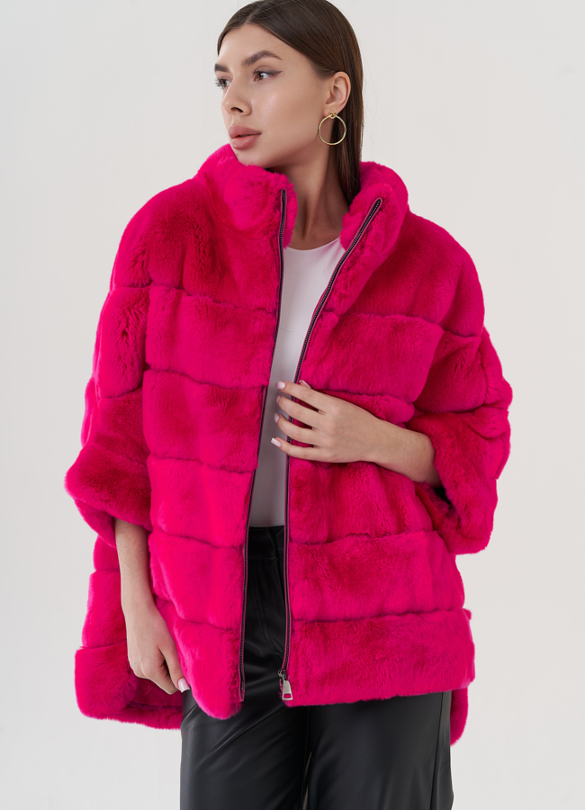 Шуба из меха кролика  модель № 25267 универмаг малина