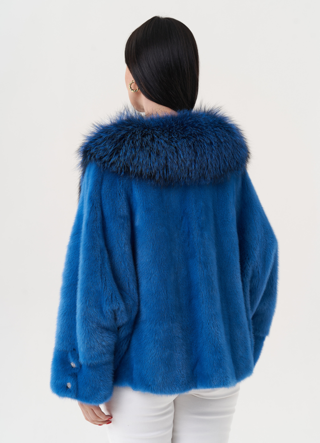 Укороченная норковая шуба с мехом чернобурки модель № 26010 универмаг малина