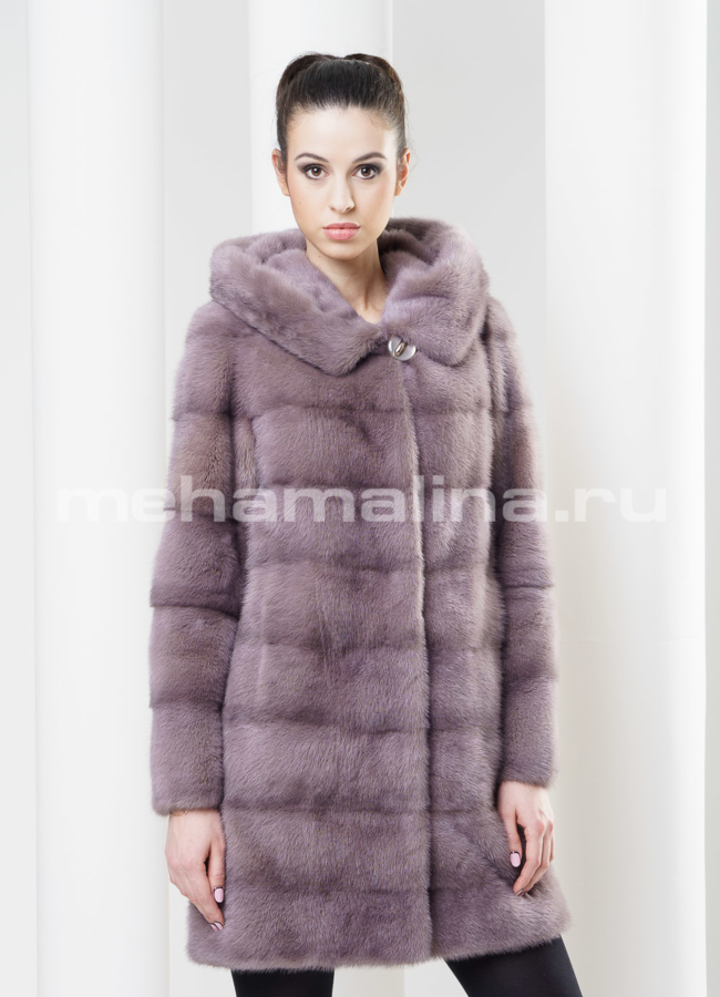 фото Шуба норка, поперечка, цвет лаванда модель № S-337