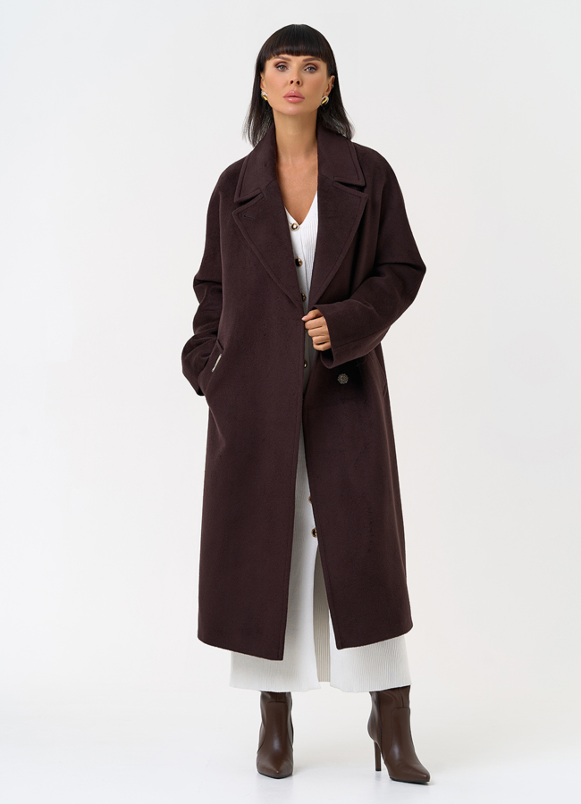 Женское пальто в коричневом цвете модель № 31338 универмаг малина