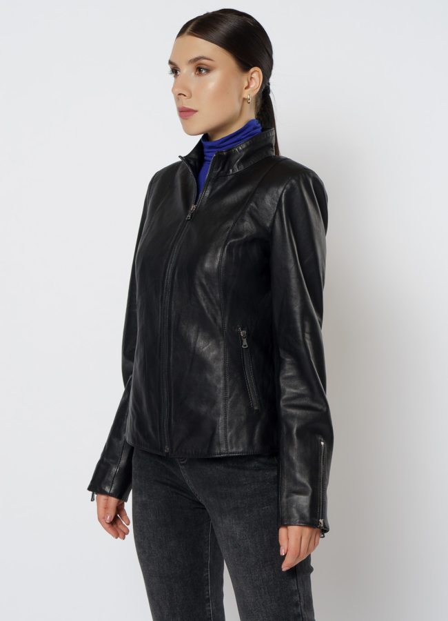 Женская кожаная куртка модель № 21609 универмаг малина