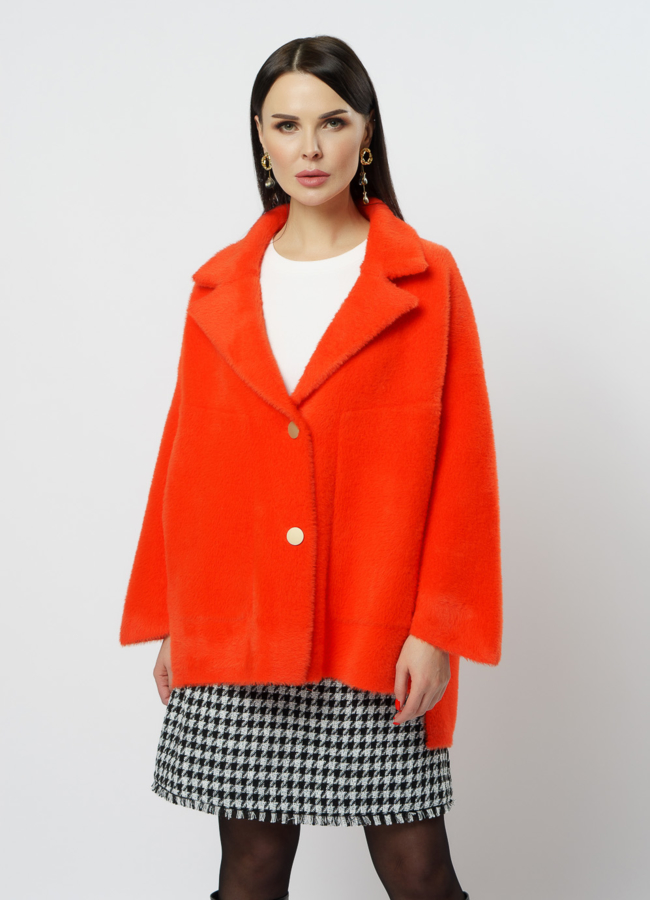 Кардиган с удлиненной спинкой оранжевого цвета модель № 18313 универмаг малина