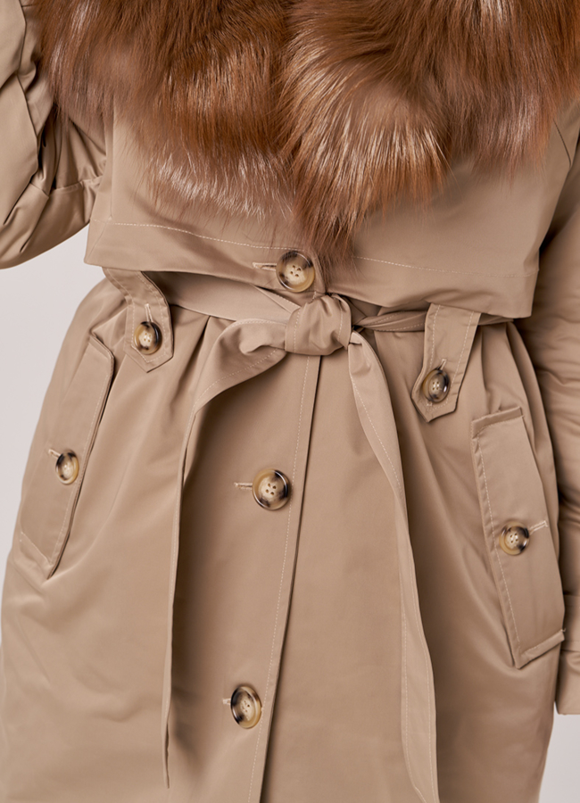 Парка в бежевом цвете модель № 21814 в кредит