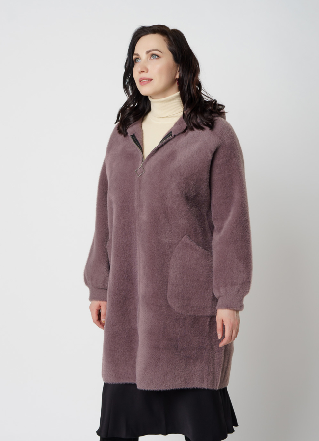 Женское пальто с капюшоном модель № 6601 универмаг малина