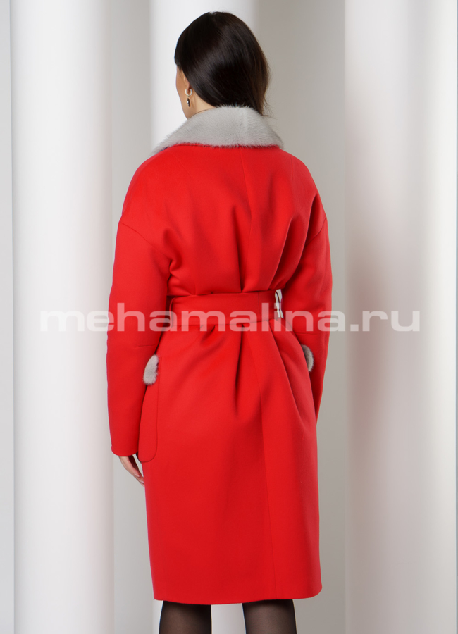 Зимнее пальто утепленное отделка норка модель № 030 в рассрочку