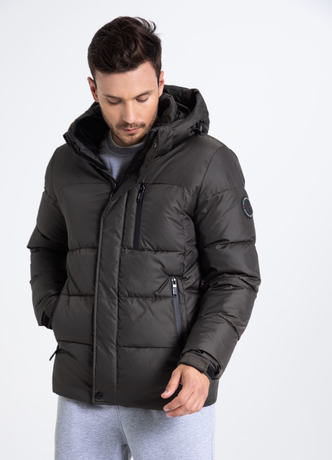 Мужской пуховик с капюшоном  модель № 25595 в рассрочку