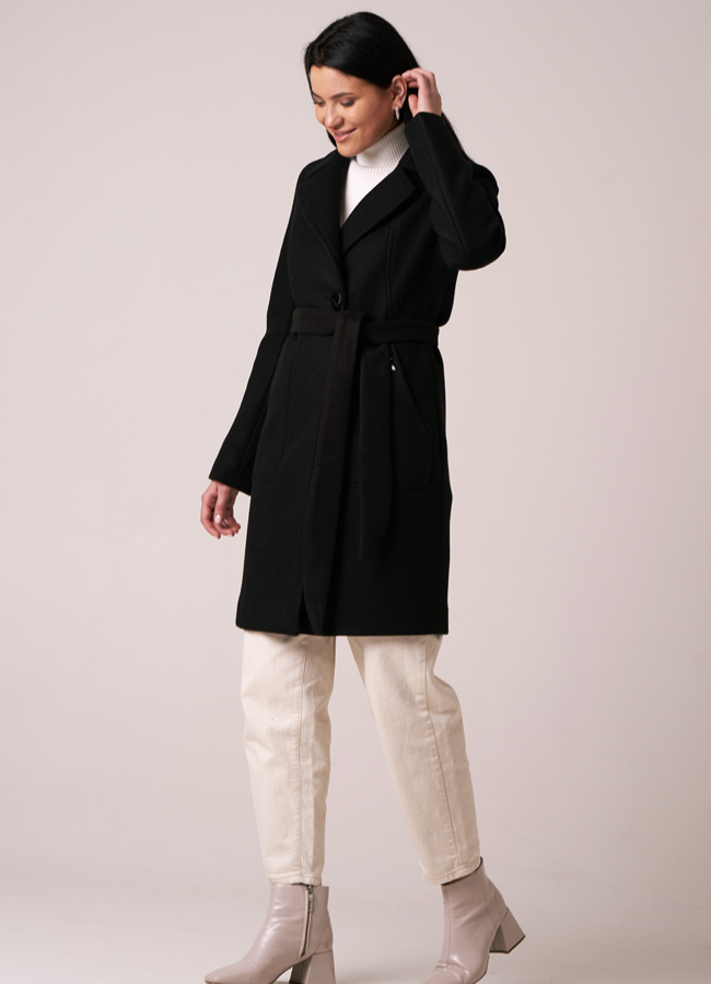 Пальто в черном цвете модель № 2118 универмаг малина