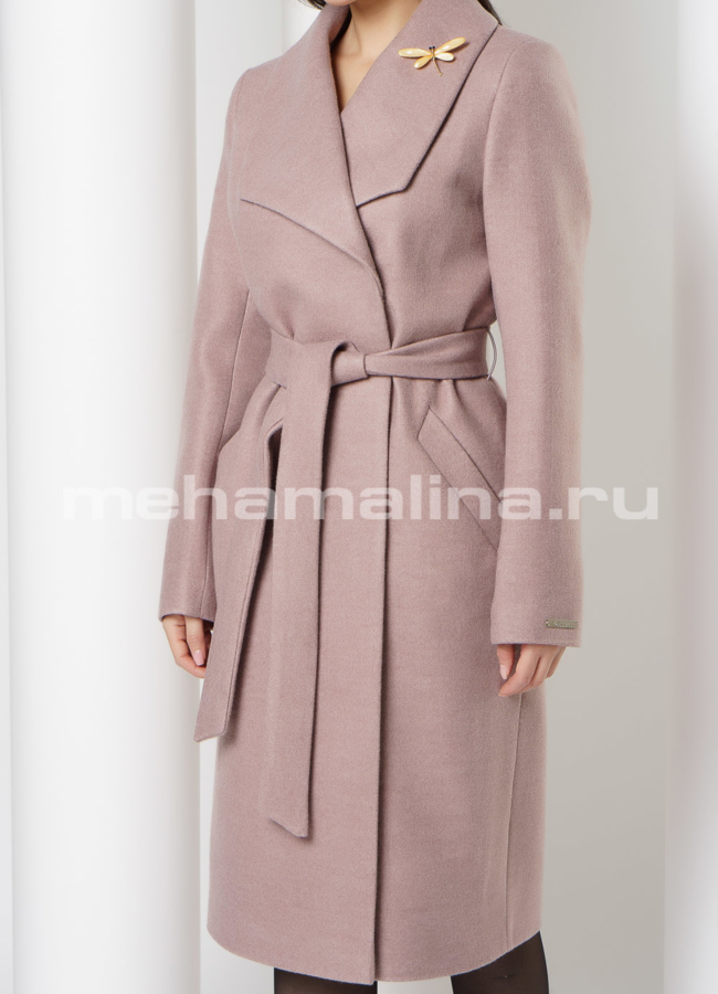 Пальто с отложным воротником на поясе модель № 010 универмаг малина