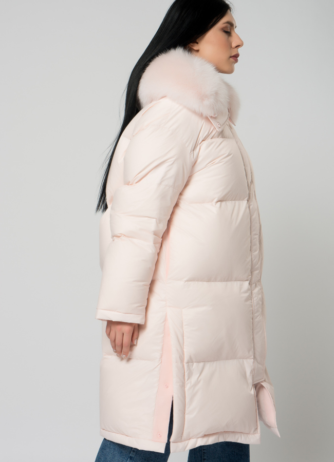 Пуховик женский с меховой отделкой  модель № 22166 универмаг малина