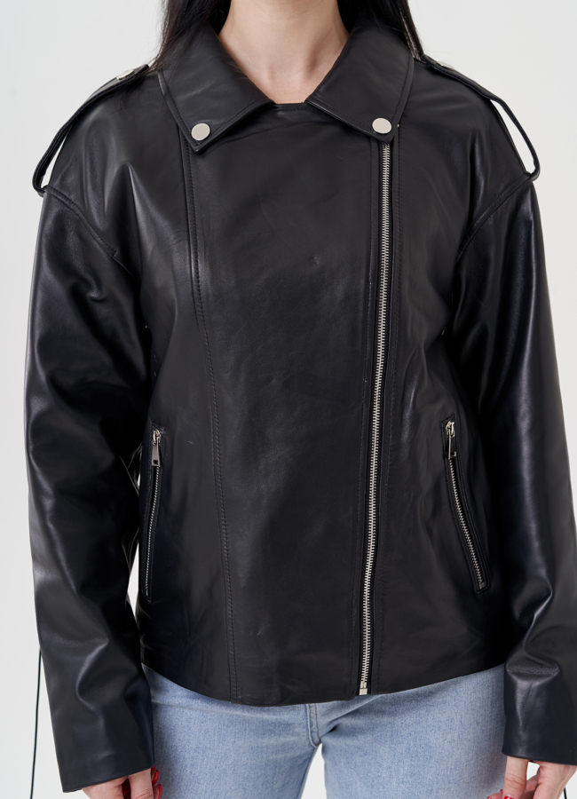 Женская куртка косуха из натуральной кожи  модель № 24401 в рассрочку