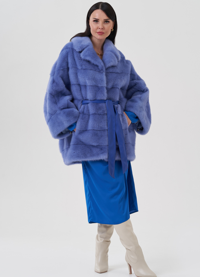 фото Норковая шуба с английским воротником  модель № 24661