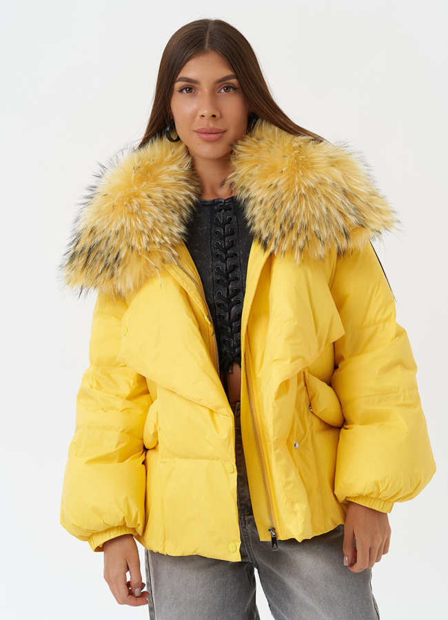 Куртка с отделкой из меха енота модель № 28832 универмаг малина