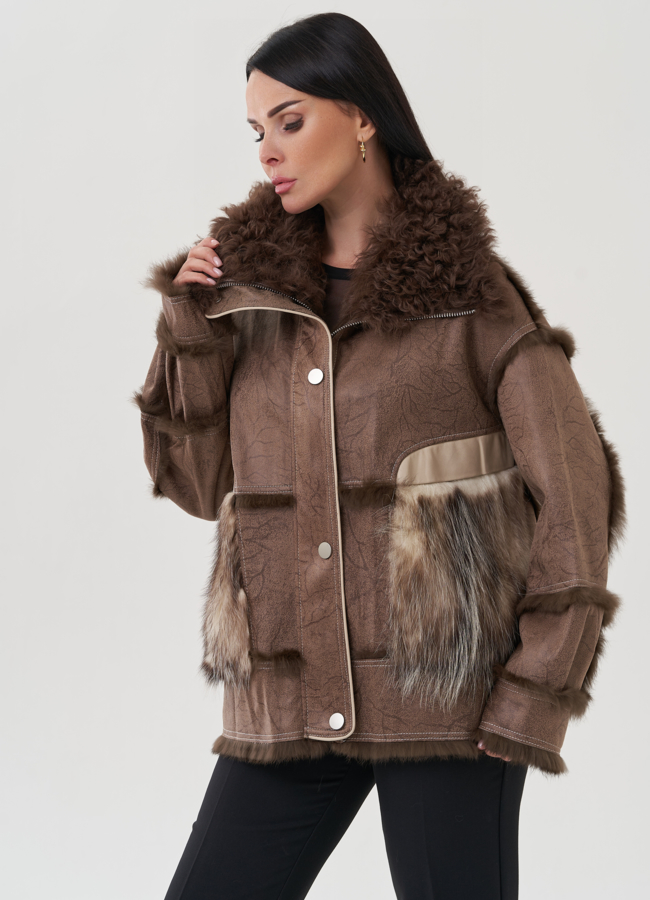 Женская куртка с отложным воротником шоколадного цвета модель № 25552 универмаг малина