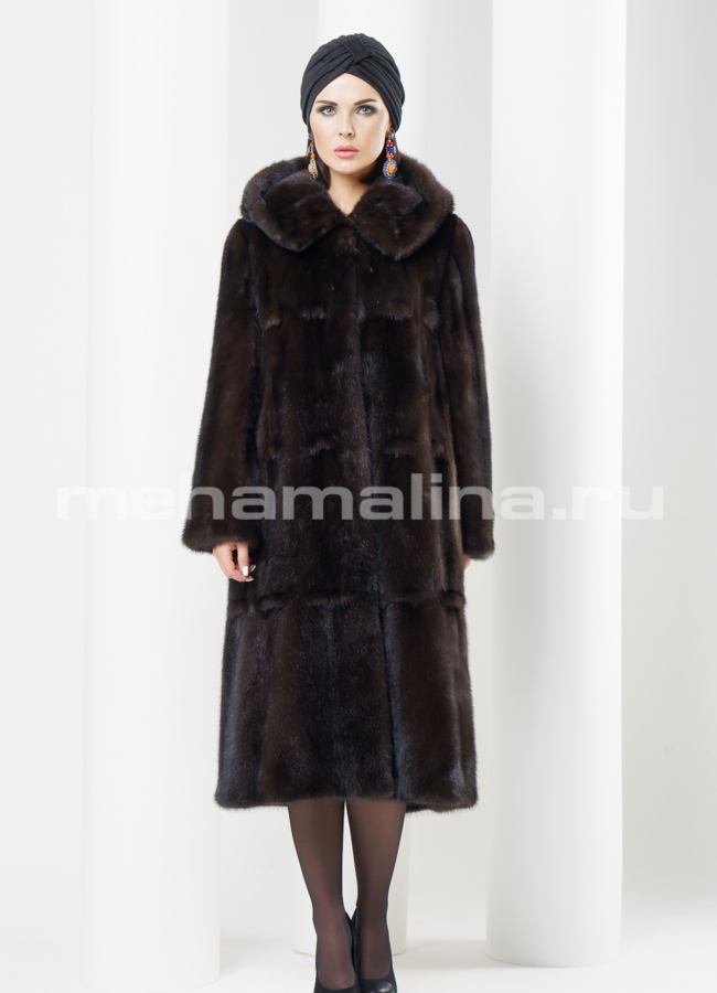 Норковая шуба с капюшоном модель № S-431 в рассрочку