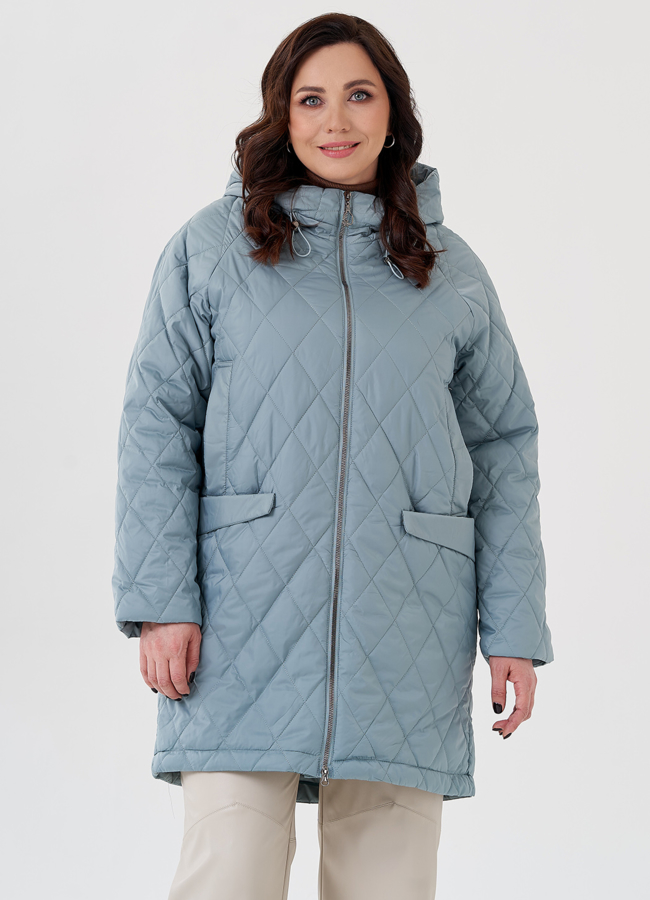 Женское полупальто с капюшоном  модель № 23937 меха малина