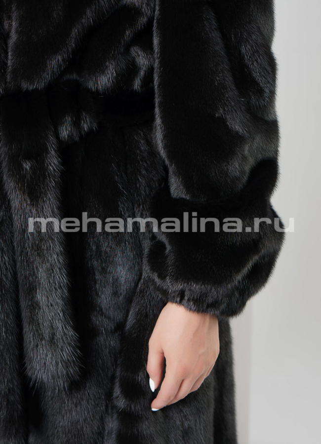 Норковая шуба с капюшоном модель № S-712 универмаг малина