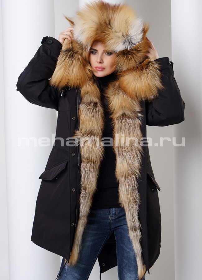Парка с мехом лисы модель № П-160 универмаг малина