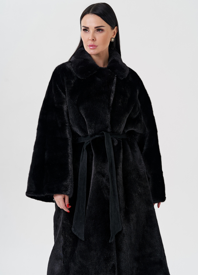 Шуба из норки с английским воротником  модель № 23986 универмаг малина