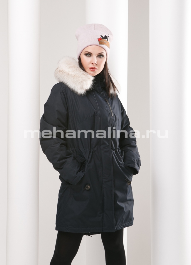 Куртка на молнии модель № П-127 меха малина