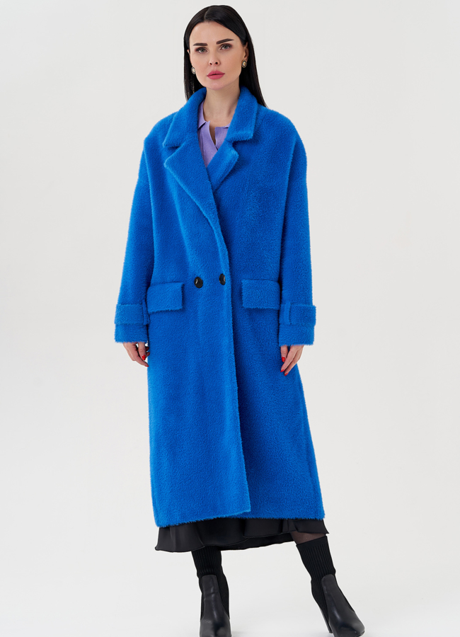 Синий кардиган модель № 24107 меха малина